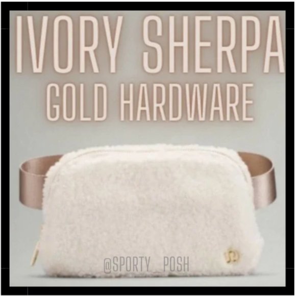 OG GOLD hardware Light Ivory Sherpa Fleece Everywhere Belt Bag Continuous Strap - Picture 1 of 13